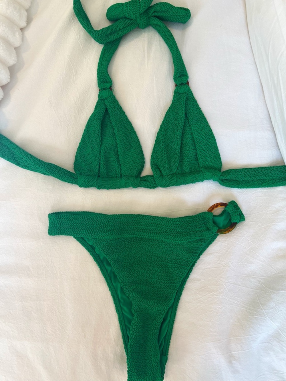 NWOT Monday Swimwear Palm Green Crinkle Bikini Set